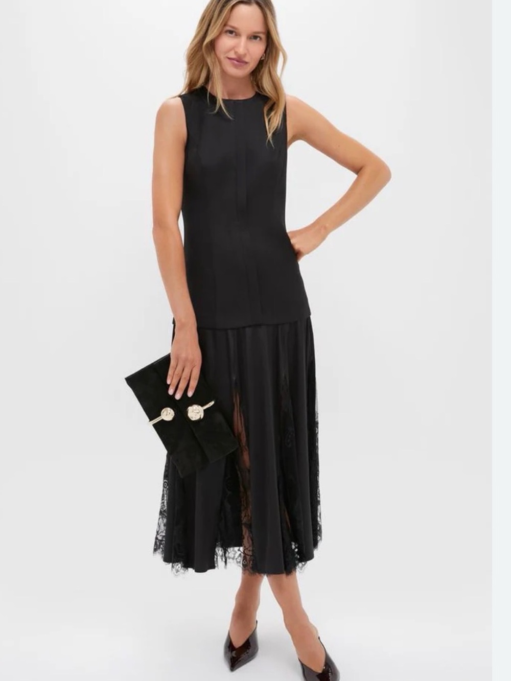 HYACINTH HOUSE Black Mixed-Media Coco Maxi Dress size S